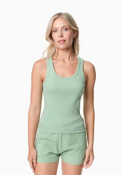 ORGANICATION ORGANICATION SOFFIA | Rib Top aus Bio-Baumwolle, Mineral green, – Produktbild 1 von 4
