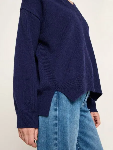 LANIUS LANIUS Pullover mit V-Ausschnitt, Purple blue melange, – Produktbild 7 von 8