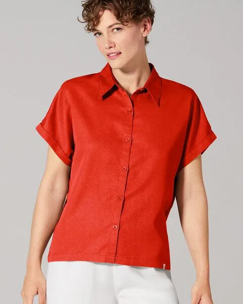 HempAge HempAge Damen Lyocell Bluse (auf Hanf Basis) Normal Fit, Magna (rot), – Produktbild 1 von 4