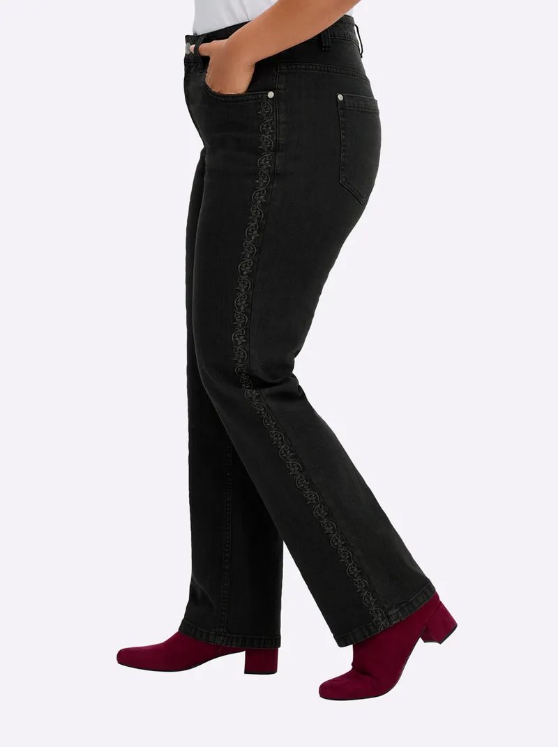 sheego Gerade Jeans black denim, Black denim, – Produktbild 2 von 2