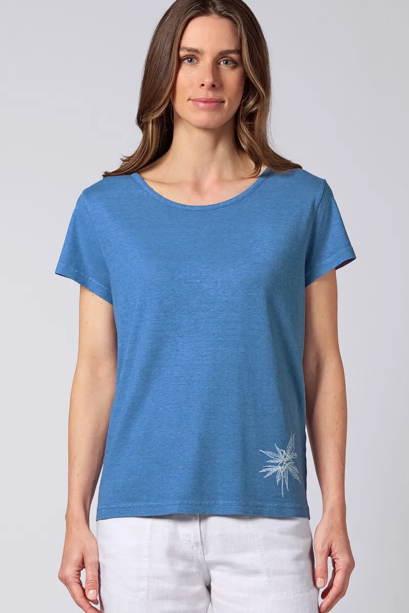 HempAge Hempage Damen vegan T-Shirt Aus Hanf Mit Aufdruck Ozeanblau, Blau, – Produktbild 1 von 2