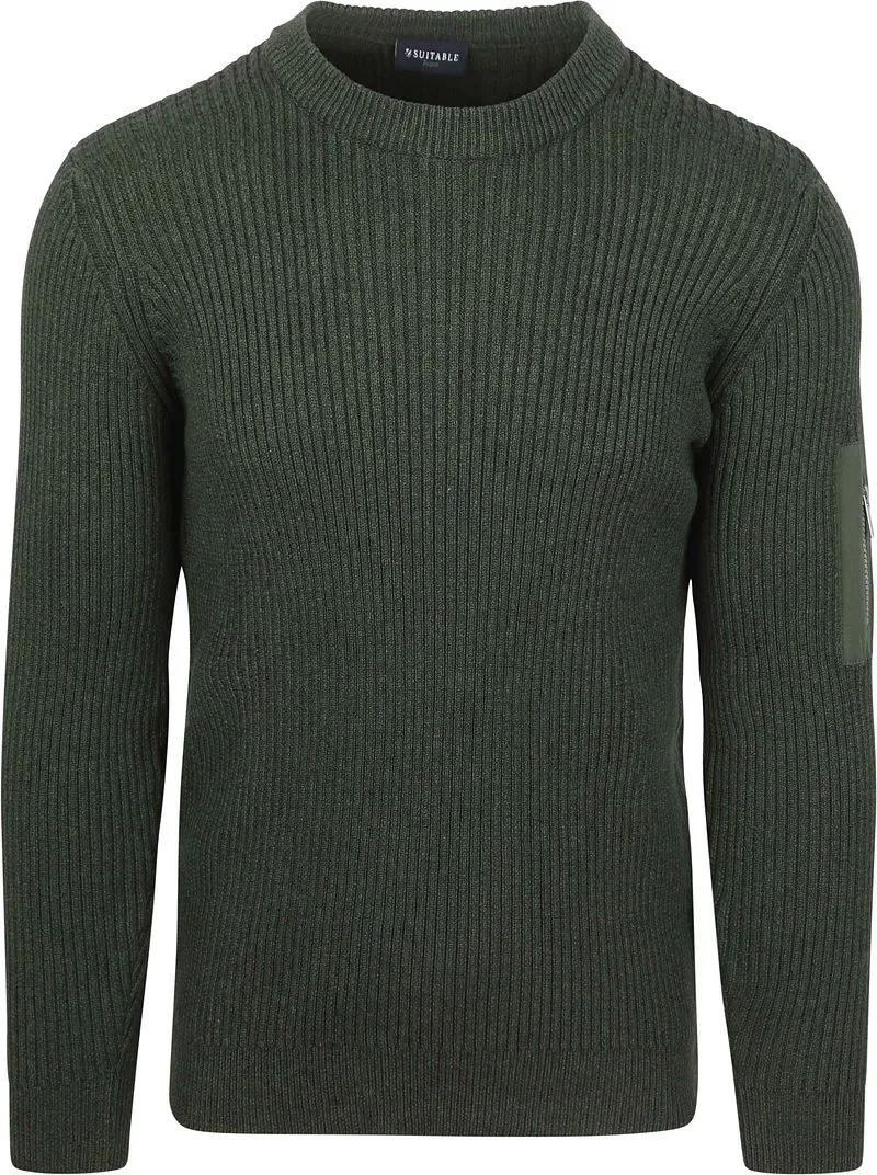 Suitable Suitable Mou Pullover Dunkelgrün - Größe M, Dunkelgrün, – Produktbild 1 von 5