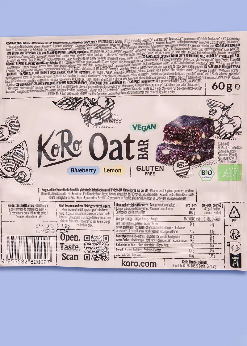 KoRo Bio Oat Bar Blueberry Lemon | 60 g – Produktbild 5 von 5