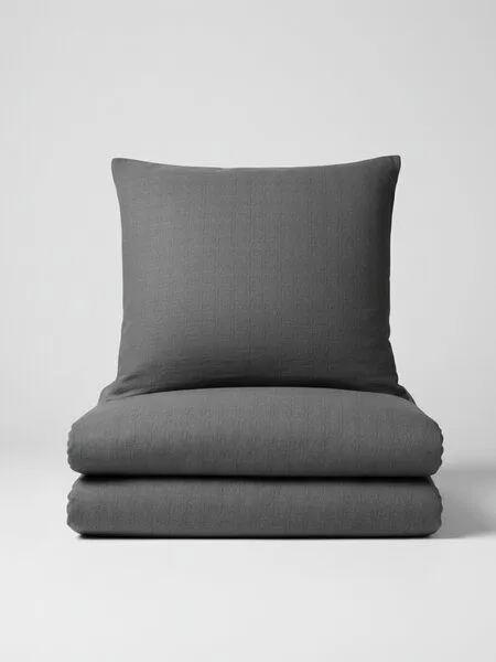Nature by Adam Nature by Adam Bettwäsche 2tlg aus 100% Bio-Baumwolle - Made in Germany - Uni Collection light, Schwarz, – Produktbild 1 von 4