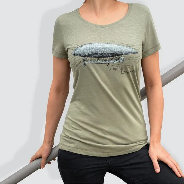 little kiwi little kiwi Damen T-Shirt, "Dirigeable", Light Khaki – Produktbild 1 von 3