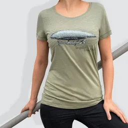 little kiwi little kiwi Damen T-Shirt, "Dirigeable", Light Khaki – Produktbild 1 von 1