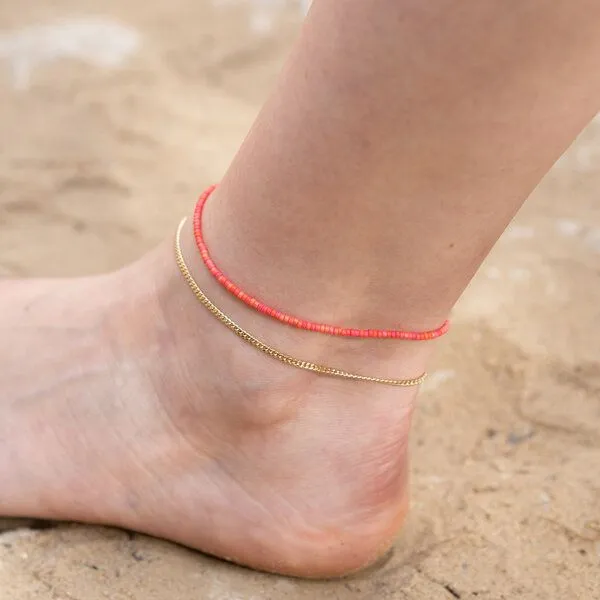 juni juni Perlen Fußkettchen "Vermillion" rot / orange – Produktbild 5 von 5