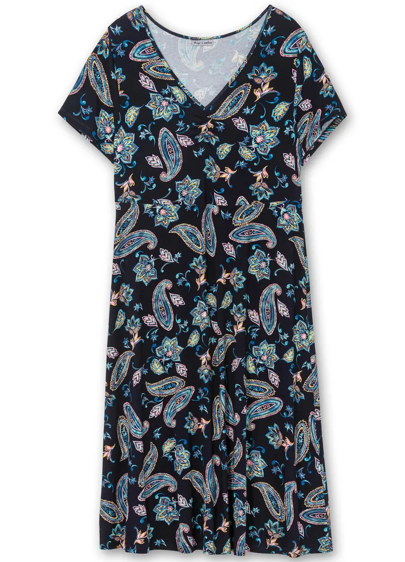 sheego by Joe Browns Jerseykleid, Dunkelblau-gemustert, – Produktbild 1 von 2
