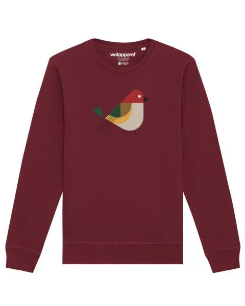 watapparel watapparel Sweatshirt Unisex Vogel, Burgundy, – Produktbild 1 von 4
