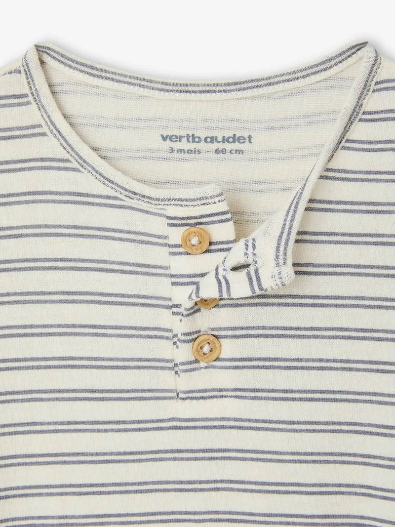 Vertbaudet Baby Body mit Henley-Ausschnitt langarm, Wollweiß, – Produktbild 3 von 4