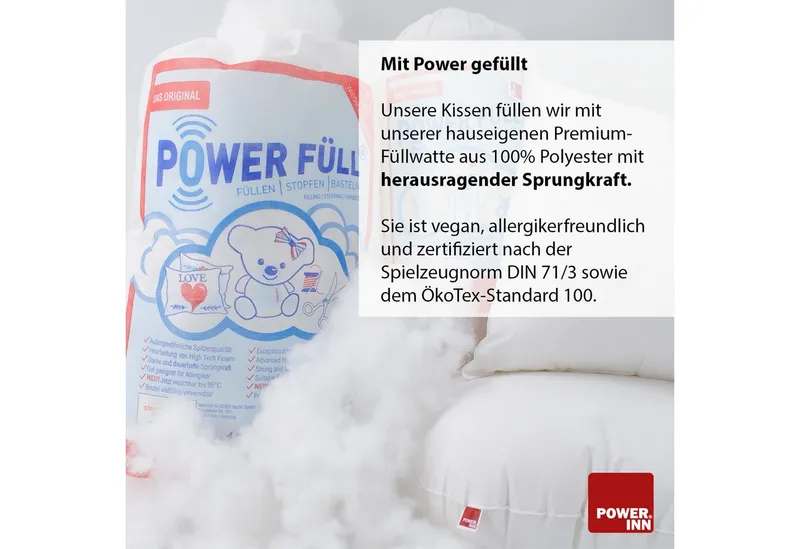 POWER INN Kissenfüllung POWER INN Innenkissen Baumwolle, 30 x 30 cm, Kisseninlett, Waschbar, Weiß, – Produktbild 4 von 5