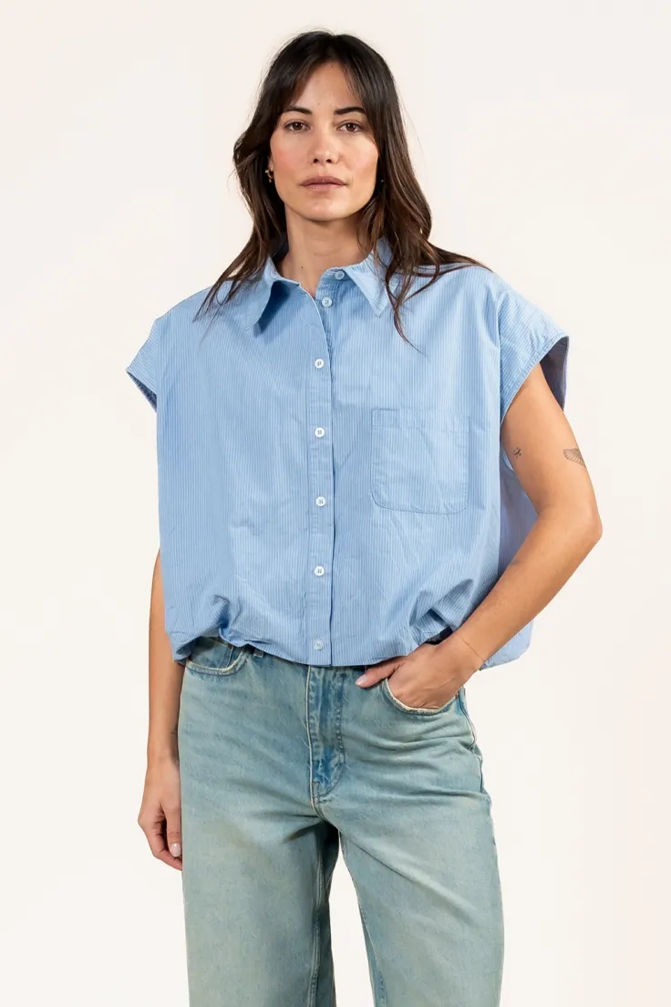 Kuyichi Kuyichi Damen vegan Bluse Dilek Blau Gestreift, Blau, – Produktbild 2 von 2