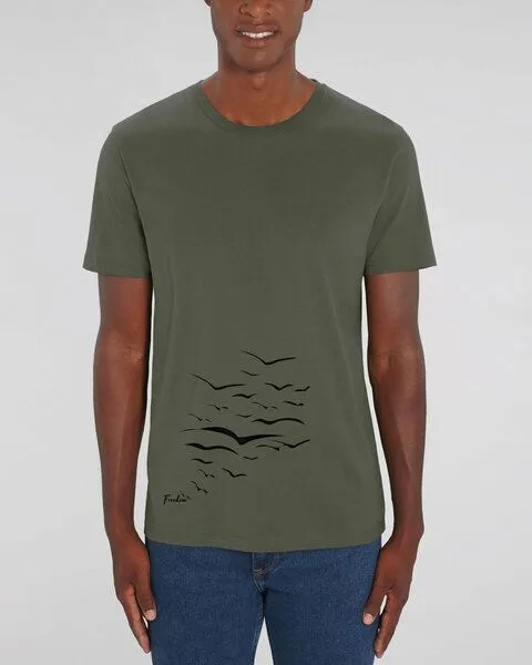 Human Family Human Family Bio Unisex T-Shirt "Create - Free Birds" in verschiedenen Farben, Khaki, – Produktbild 2 von 3
