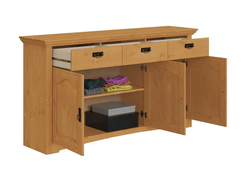 OTTO home Kommode Konrad, aus massiver Kiefer, Breite 156 cm, mit Schubladen, FSC®, Beige, – Produktbild 5 von 5