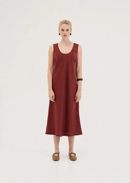 AmourLinen AmourLinen Ines Midi-Kleid aus Leinen, Terrakotta (rot), – Produktbild 1 von 4