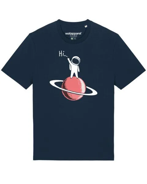 watapparel watapparel T-Shirt Unisex Astronaut says Hi, French navy, – Produktbild 1 von 3