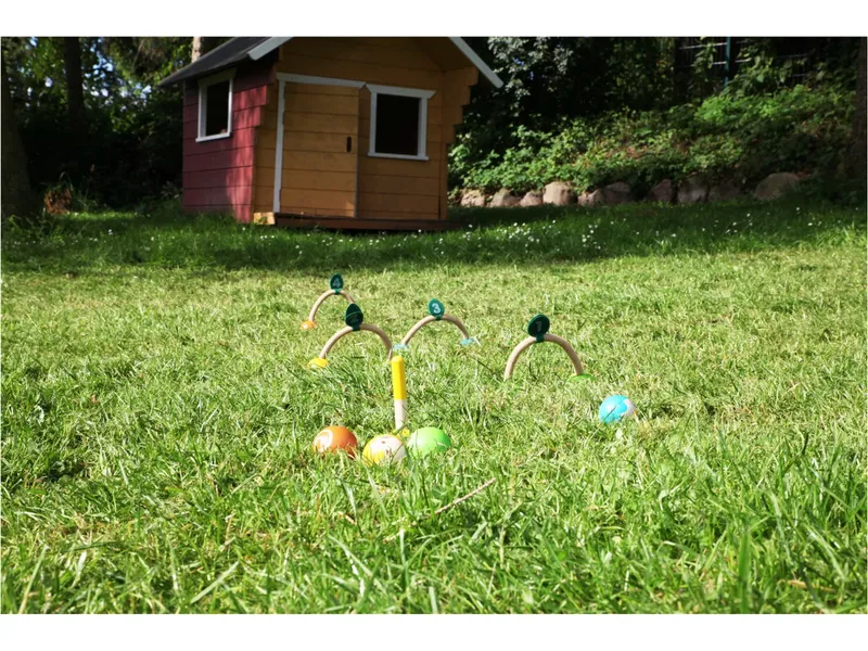 PlanToys PlanToys Kinder Krocket Spiel aus Kautschukholz Maße 51,6 x 3,8 x 7,8 cm, Mehrfarbig, – Produktbild 3 von 5