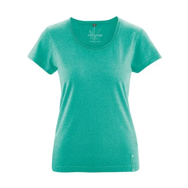 HempAge HempAge Damen T-Shirt mit Rollsaum Hanf/Bio-Baumwolle, Emerald, – Produktbild 1 von 1