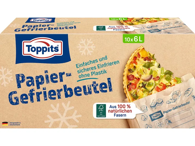 Toppits Toppits Gefrierbeutel aus FSC-zertifiziertem Papier, 6 l, 10 Stk. – Produktbild 1 von 1
