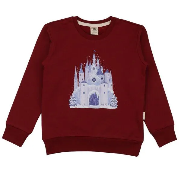 Walkiddy Walkiddy Sweatshirt Dunkelrot Eisschloss-Frontprint Bio-Baumwolle GOTS, Dunkel rot, – Produktbild 1 von 3