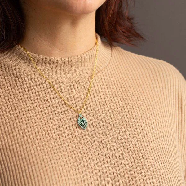 feinformart feinformart Kette mit Holzanhänger 'Leaf', Green, – Produktbild 4 von 5