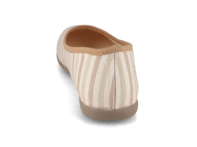 thies thies Pyjama Baumwoll Ballerina, beige stripe Hausschuh, Beige, – Produktbild 5 von 5
