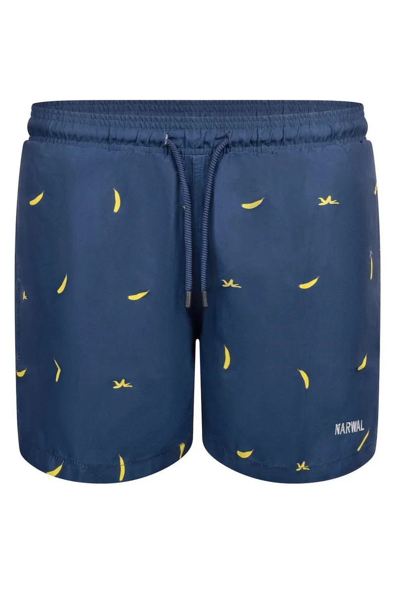 Narwal Narwal Herren vegan Badeshorts Banana Print Blau, Extra dunkelblau, – Produktbild 1 von 3