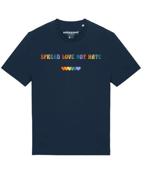 watapparel watapparel T-Shirt Unisex Spread Love not Hate, French navy, – Produktbild 1 von 3