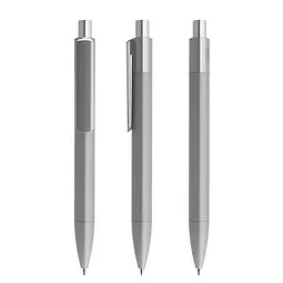 prodir prodir® Druckkugelschreiber DS4 PMM Push, blaue Mine, delfingrau/silber satiniert, Grau / silber, – Produktbild 1 von 1