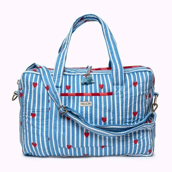 KIKOONI KIKOONI handgefertigte große Reisetasche TRAVELER BAG, "love edition" blue, – Produktbild 1 von 4