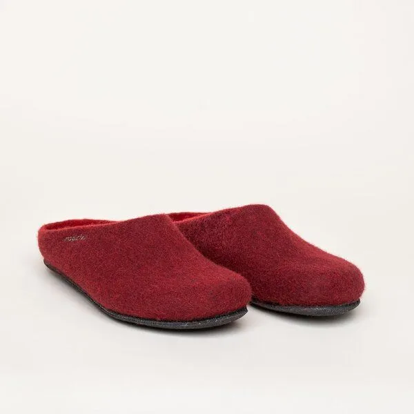 Magicfelt Magicfelt Filz-Hausschuh 709 aus 100% Merino-Wolle für Damen & Herren, Dunkelrot, – Produktbild 1 von 4