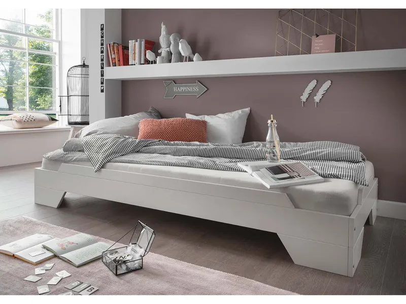 Infantil Infantil Stapelbett "Denver" 90 x 200 cm, Buche weiß lackiert – Produktbild 1 von 1