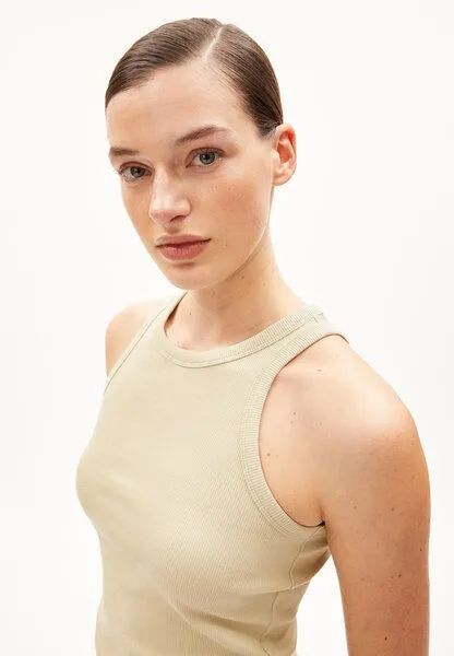 ARMEDANGELS ARMEDANGELS KANITAA Damen Ripp-Top aus Bio-Baumwoll Mix, Gravel, – Produktbild 3 von 4