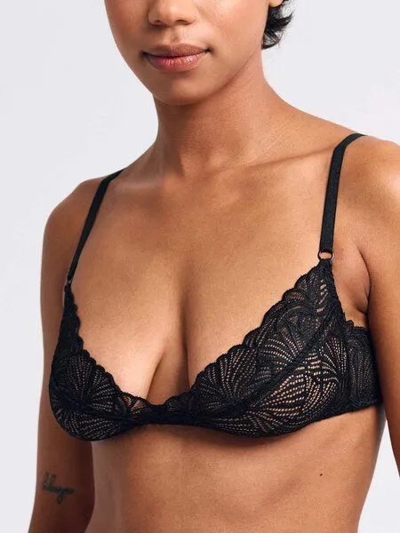 erlich textil erlich textil Fluid Lace bügelloser BH mit Spitze aus recyceltem Polyamid, made in Europe, Schwarz, – Produktbild 2 von 5