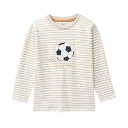 People Wear Organic People Wear Organic "Langarm Shirt, beige geringelt, ""Fußball"", Bio-Baumwolle" – Produktbild 1 von 1