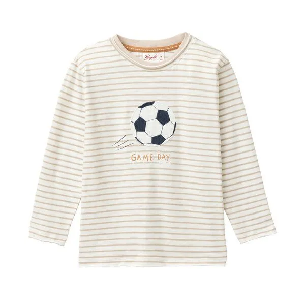 People Wear Organic People Wear Organic "Langarm Shirt, beige geringelt, ""Fußball"", Bio-Baumwolle", Natural, – Produktbild 1 von 1