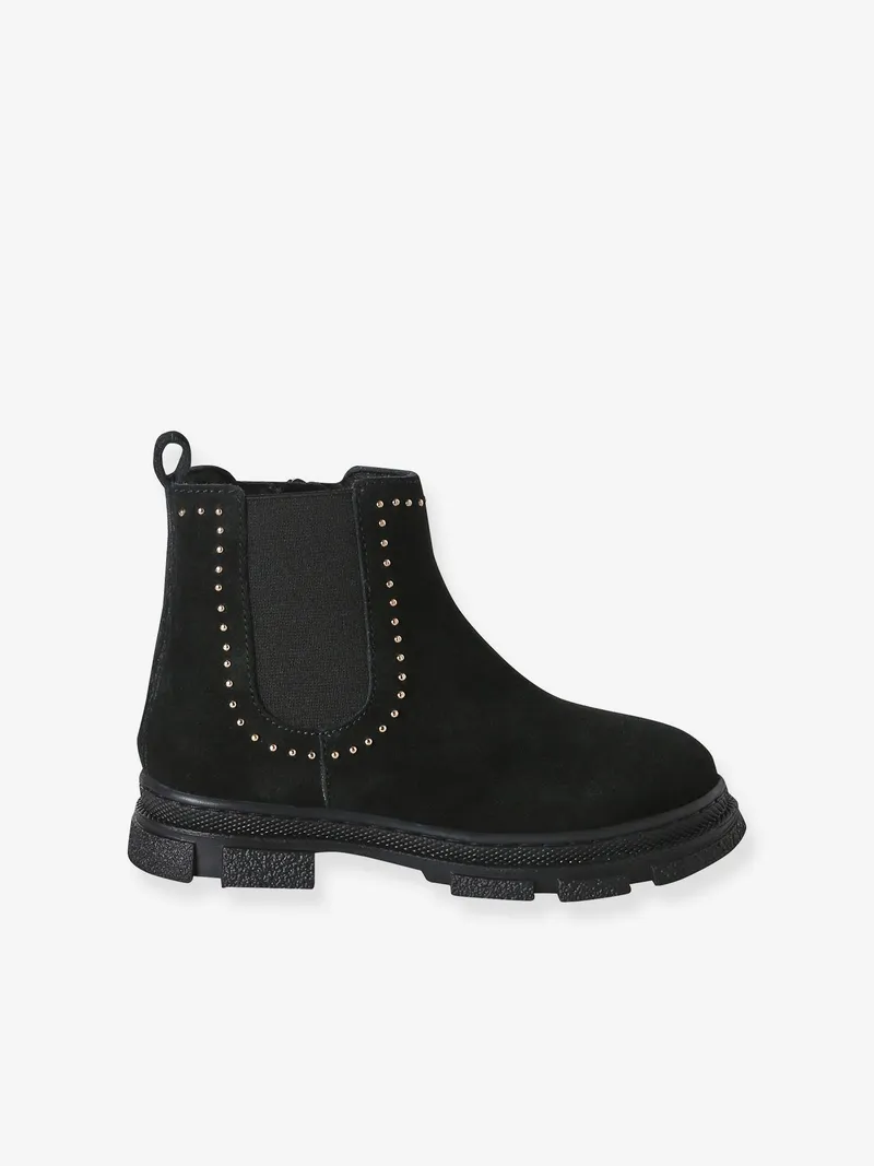 Vertbaudet Vertbaudet Lederboots Mädchen mit Anziehtrick, Schwarz, – Produktbild 2 von 4