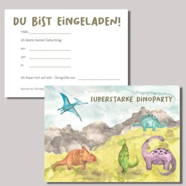 Fines Papeterie Fines Papeterie 5 Einladungskarten DINO Kindergeburtstag Din A6 – Produktbild 2 von 4