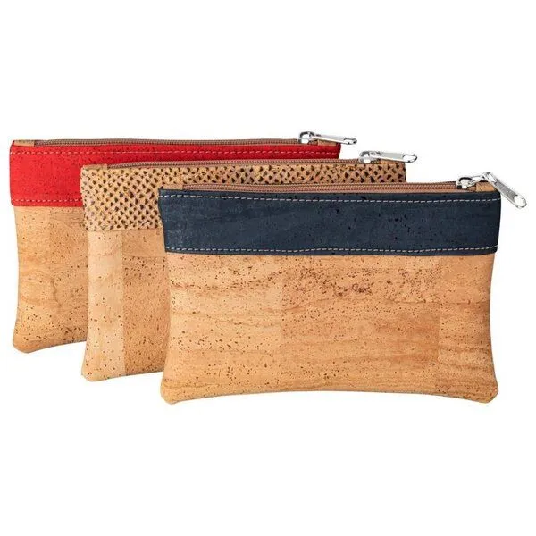 Kork-Deko Kork-Deko Kleine Kork-Tasche / kleine Clutch / Etui / großes Portemonnaie, beige rot, Natural, – Produktbild 2 von 3