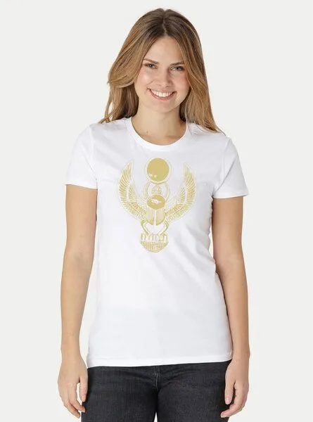 Peaces.bio - handbedruckte Biomode Peaces.bio - handbedruckte Biomode Damen Fit T-Shirt Cheper, Weiss, – Produktbild 2 von 2