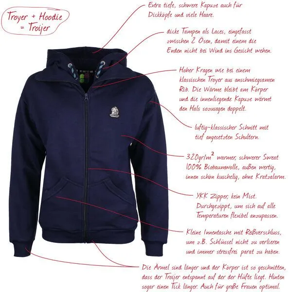 FÄDD FÄDD Damen Troyer aus Bio-Baumwolle Troijer "Z" Heimat BOXY, Navy (blau), – Produktbild 5 von 5