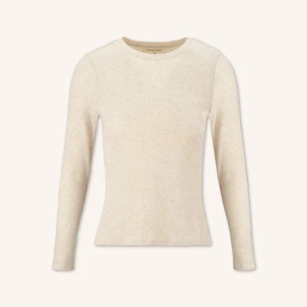 NORDLICHT NORDLICHT Geripptes Langarmshirt Lica aus Bio-Baumwolle, Natur, – Produktbild 2 von 4