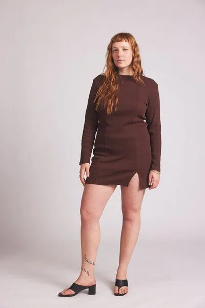 Baìge the Label Baìge the Label Brandi - kurzes Kleid mit Schlitz, Chocolate, – Produktbild 4 von 4