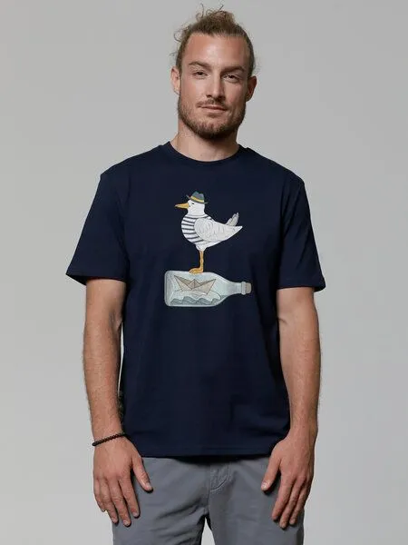watapparel watapparel T-Shirt Unisex Möwe mit Hut, French navy, – Produktbild 2 von 3