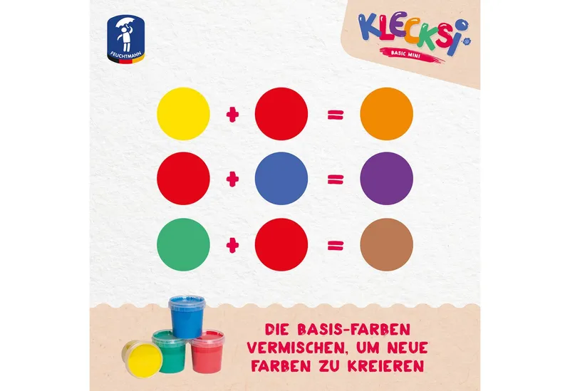 Feuchtmann Fingerfarbe KLECKSi Basic Mini, 4 x 150g hautfreundliche Fingermalfarbe für Kinder, Bunt, – Produktbild 5 von 5