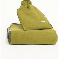 nahtur design nahtur-design Lodendecke + Ökowärmflasche im Set, Moos/curry, – Produktbild 1 von 1