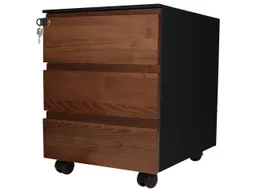 Memo Rollcontainer "CONTACT" 3 SL, soft close, Robinie geölt, B42xT53,3xH55 cm, schwarz – Produktbild 1 von 1
