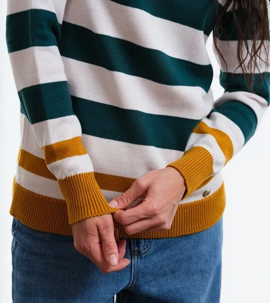 Gary Mash GARY MASH Strickpullover Anoka aus Biobaumwolle, Blockstreifen (grün), – Produktbild 4 von 4