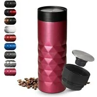 elasto elasto Thermobecher 440 ml aus Edelstahl - doppelwandiger Kaffeebecher to go - auslaufsicherer Isolierbecher, Pink, – Produktbild 1 von 1