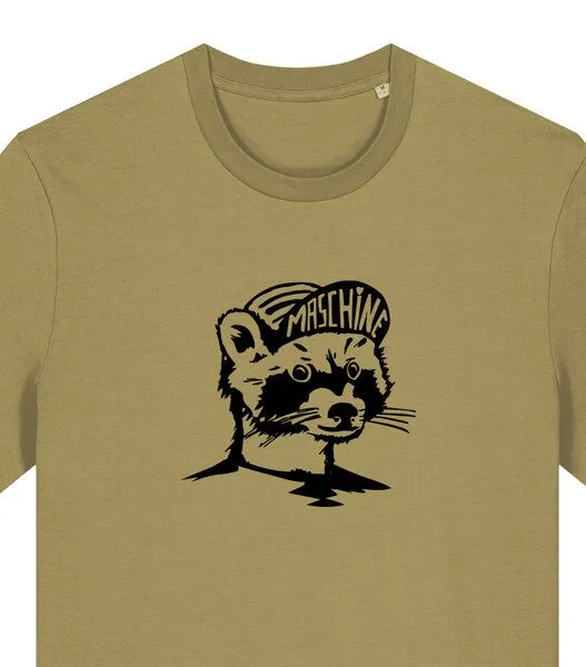päfjes päfjes Waschbär die Maschine Fahrrad Gravel - Unisex Männer Bio Unifarben T-Shirt, Faded olive (grün), – Produktbild 2 von 4